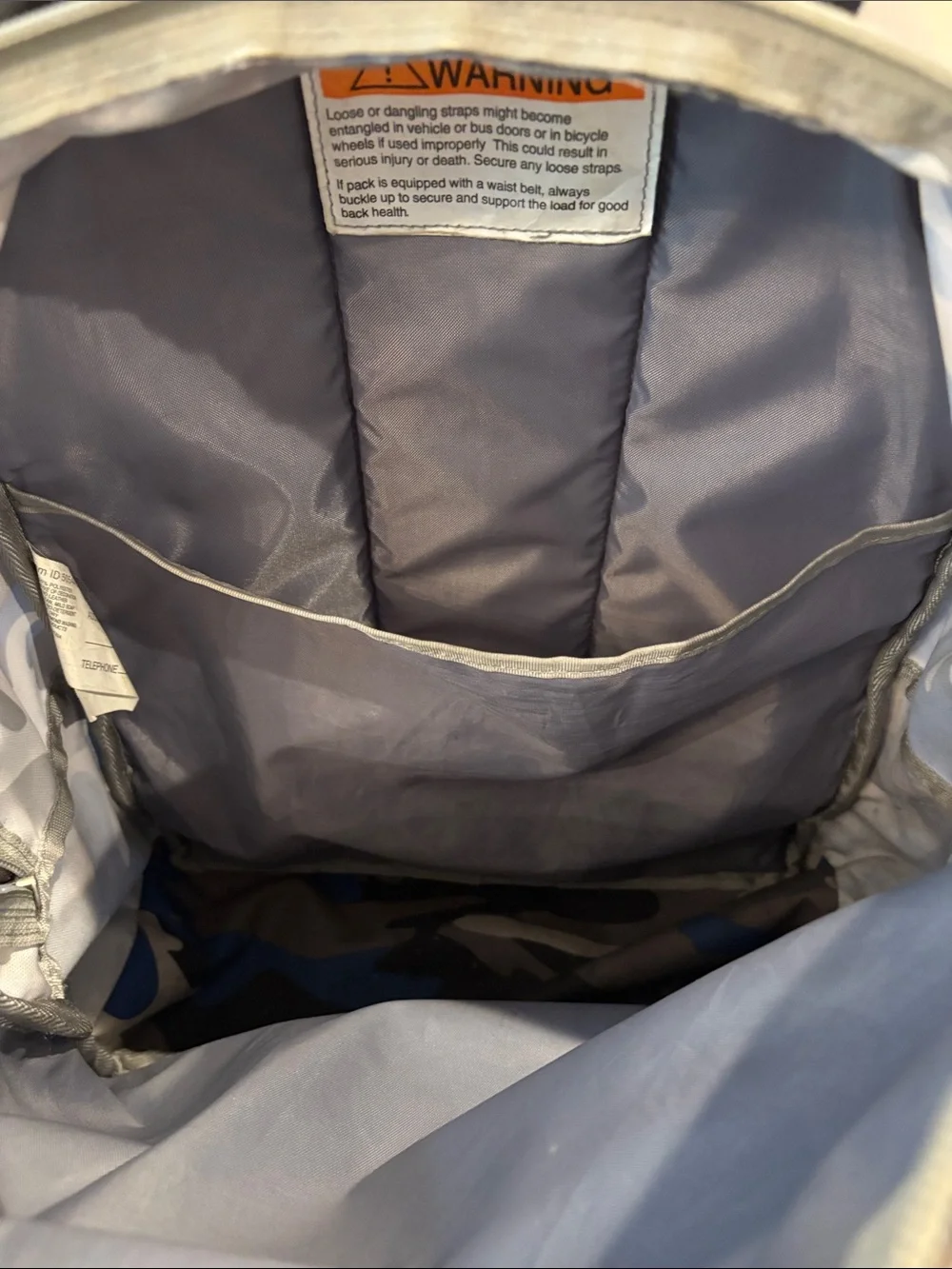 L.L. Bean Deluxe Blue, Black & Gray Camo Backpack